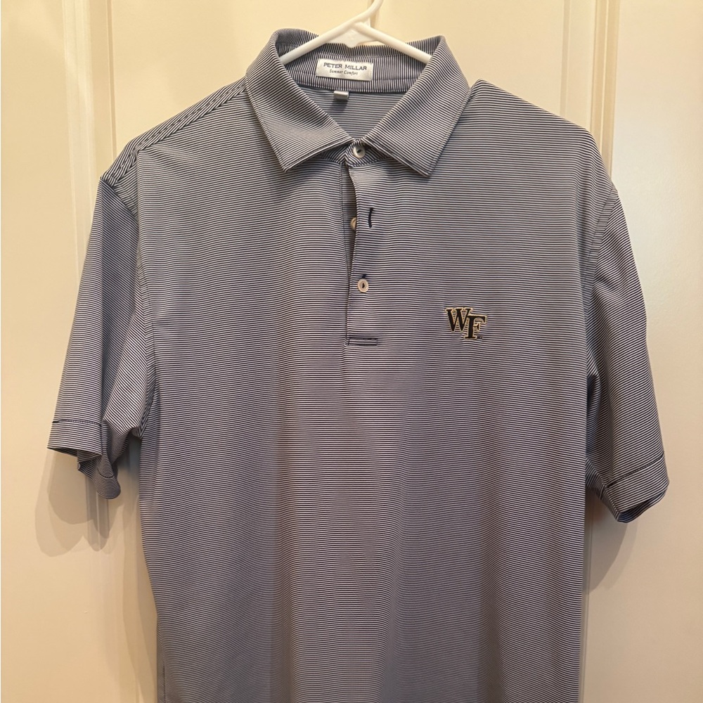 Peter Millar black and white Wake Forest polo